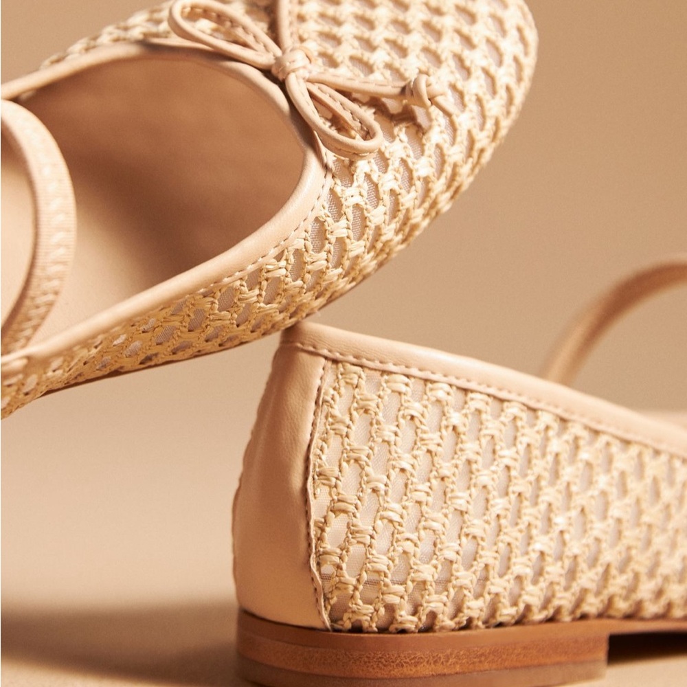 Dolce Vita Beige Woven Mary Jane Flats - Picture 3 of 7